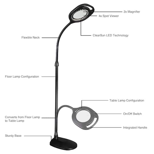 OttLite 2-in-1 LED Magnifier Floor and Table Light